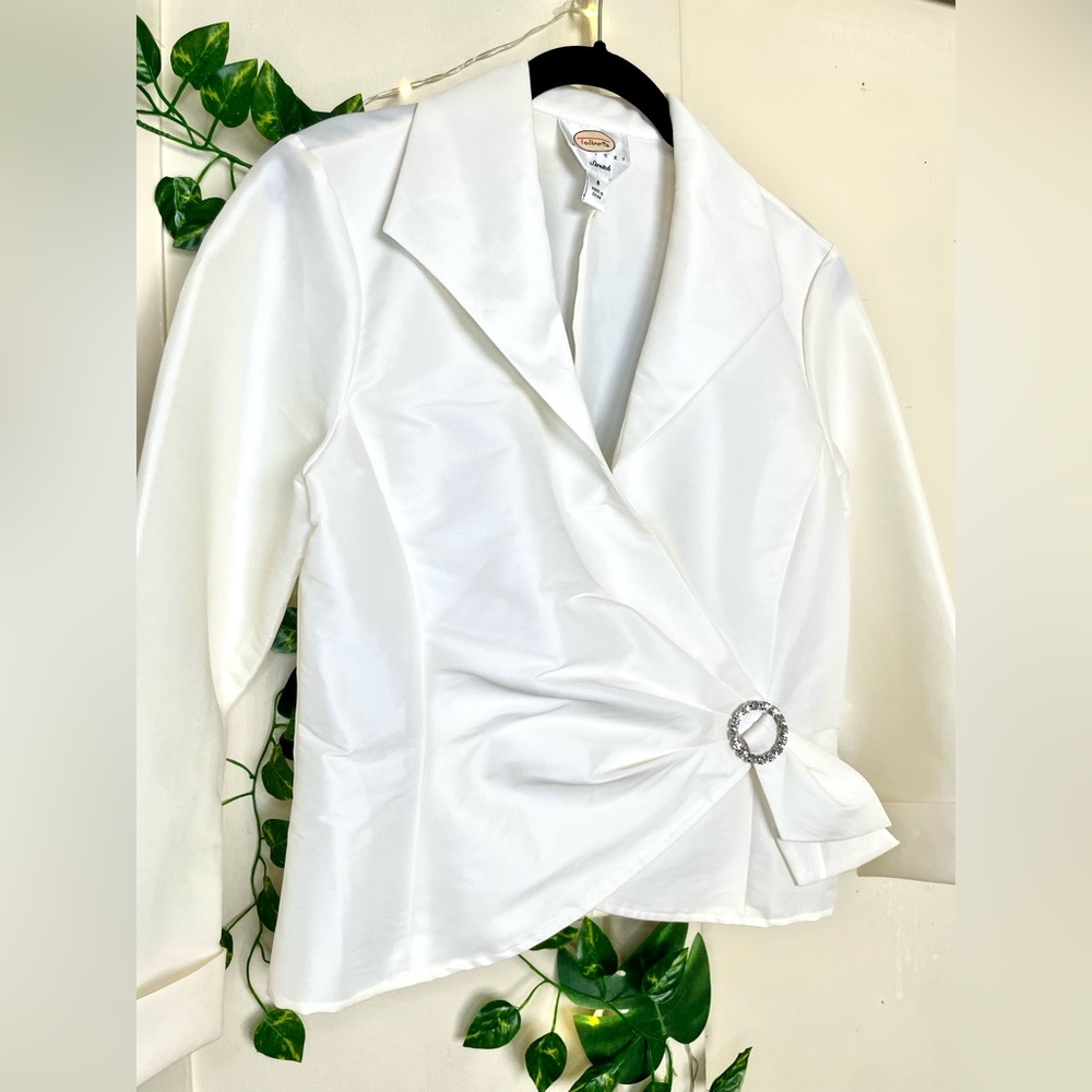 90s Ivory Rhinestone Detail Formal Blouse (8)